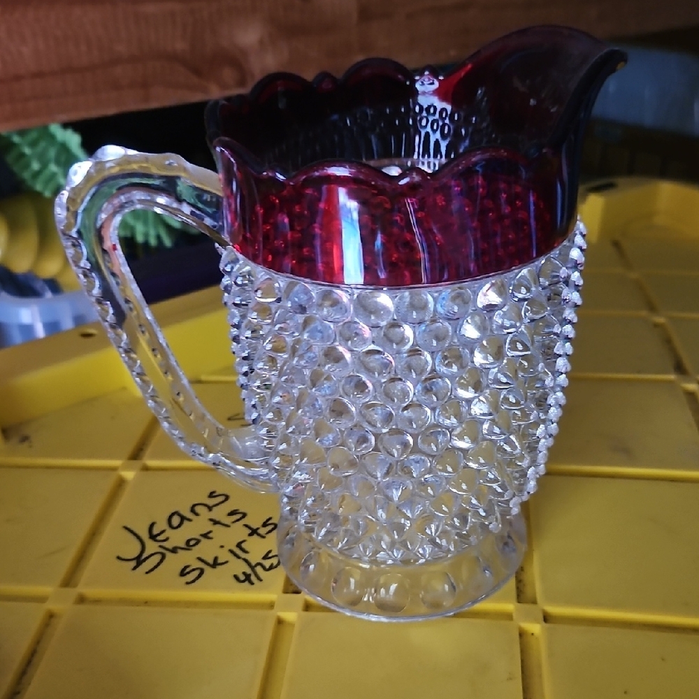 Vintage Cramberry Glass Pitcher